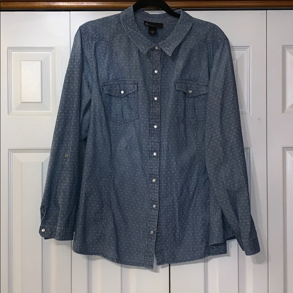 Lane Bryant Chambray Button-Up - image 1